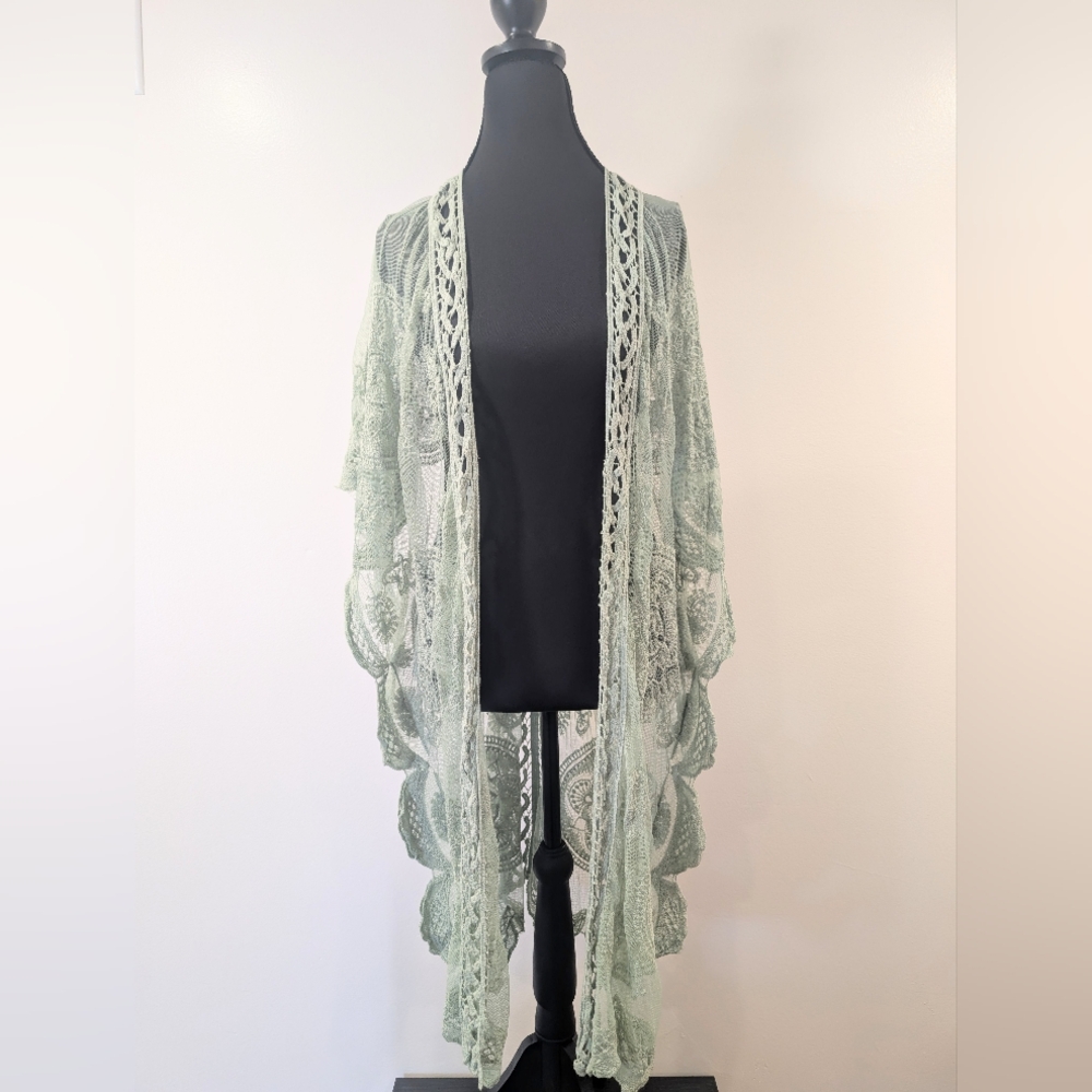 Sheer Lace Kimono Cardigan
